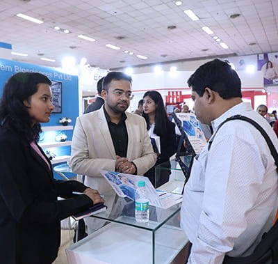Visitors meeting exhibitors at Vitafoods India