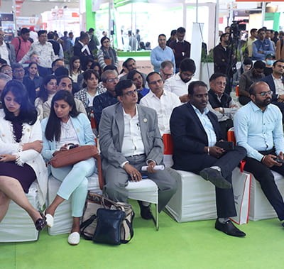 Visitors listening to a session at Vitafoods India